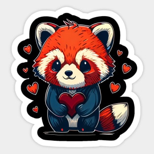 Valentine Red Panda Sticker